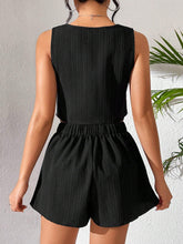 Women's Sleeveless Textured Top And Shorts Set